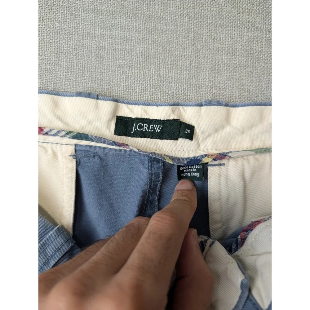 J.Crew Chino Shorts Mens 35 Blue 100% Cotton Classic Fit‎ Flat Front 67140